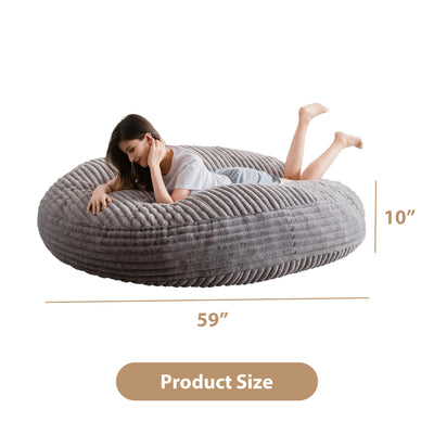 MAXYOYO Giant Bean Bag Chair for Adult, Round Soft Striped Faux Fur BeanBag, Grey