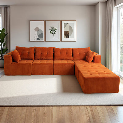 U Shaped Modular Sofa #color_orange