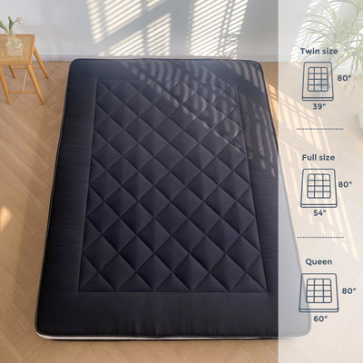 MAXYOYO 6" Extra Thick Japanese Futon Mattress, Stylish Diamond Quilting Floor Bed For Bedroom, Black