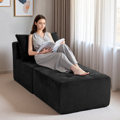 Modular Sectional Chaise Lounge #color_black