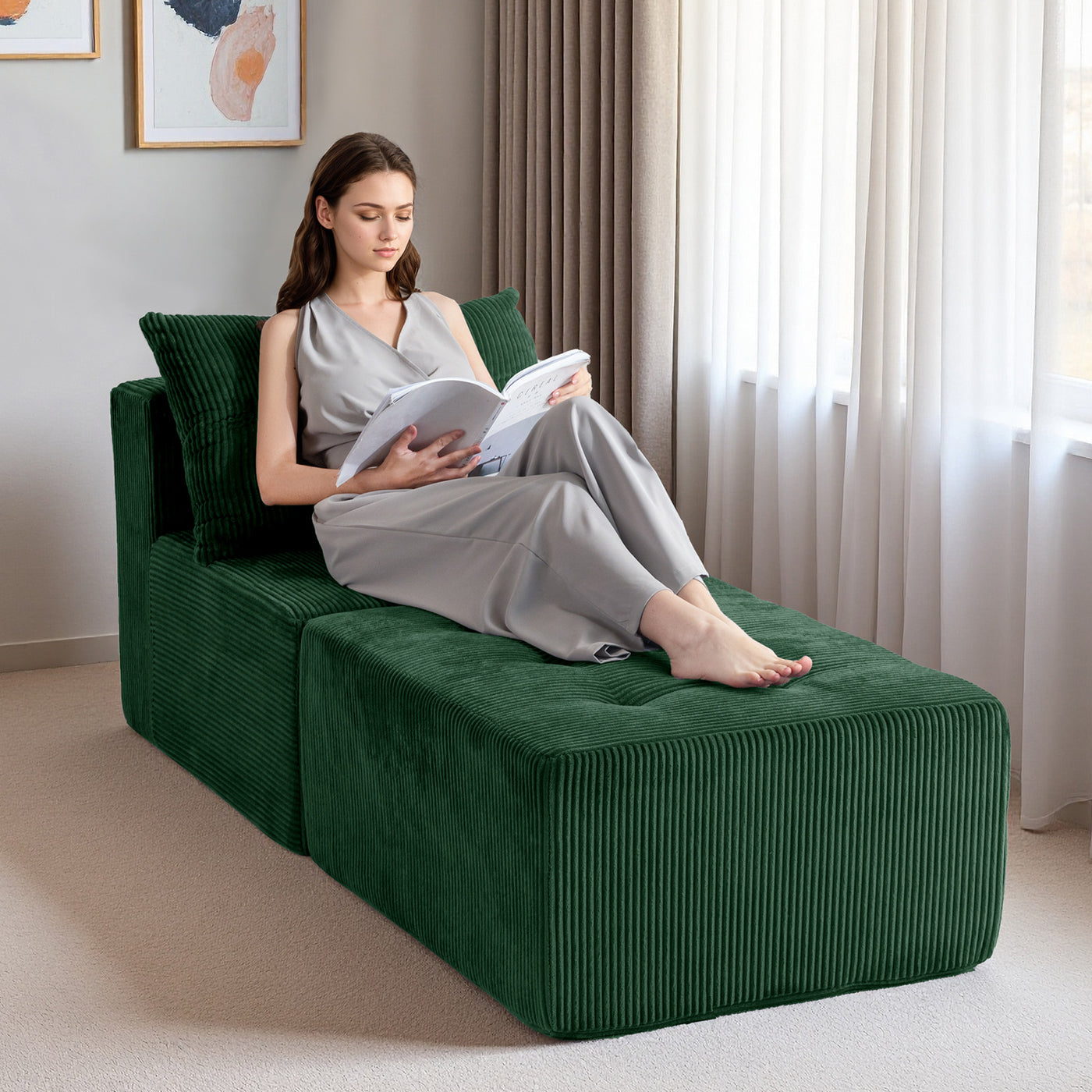 Modular Sectional Chaise Lounge #color_green