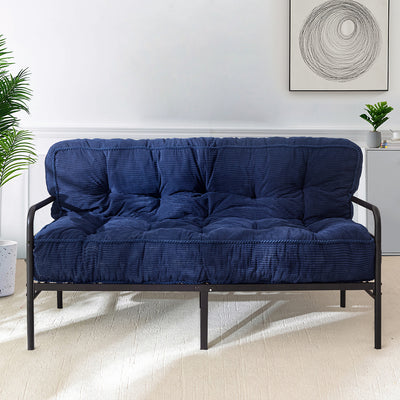 MAXYOYO 8" Tufted Futon Sofa Couch Bed, Thick Corduroy Fabric Floor Futon Mattress for Adults (Mattress Only), Navy