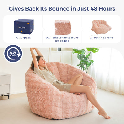 MAXYOYO Giant Bean Bag Chair for Adults, Stuffed Shell-Shaped Large Bean Bag Couch, Cozy Living Room Chair with Filler, Floor Sofa Lazy Sofa for Bedroom Living Room