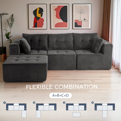 L Shaped Modular Sofa #color_grey