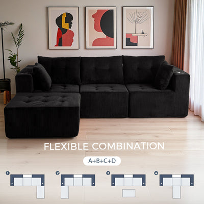 L Shaped Modular Sofa #color_black