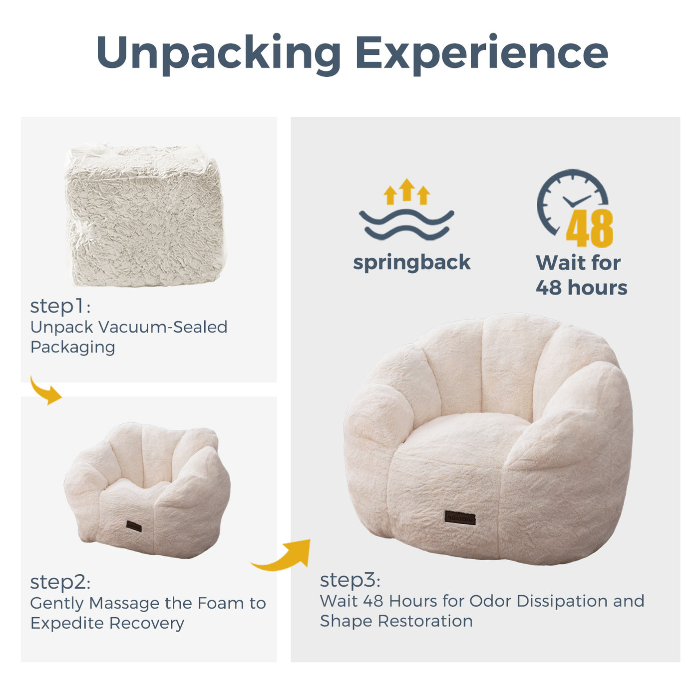 MAXYOYO Kids Bean Bag Chair, Floral Shaped Bean Bag Sofa, Plush Faux Fur Toddler Couch with Petal Backrest for Boys Girls, Stuffed Cozy Sofa for Nursery, Bedroom, Beige