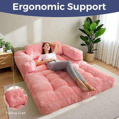 MAXYOYO L-Shaped Folding Sofa Bed – 2-Seat Foldable Couch, Pink