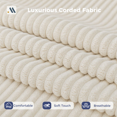 MAXYOYO Modular Sectional Chaise Lounge, Versatile Sofa Chair with Ottoman, Deep Seat Boneless Sofa for Living Room, Tufted Cozy Cloud Couch Lounge with Cushion, No Assembly Required, Beige