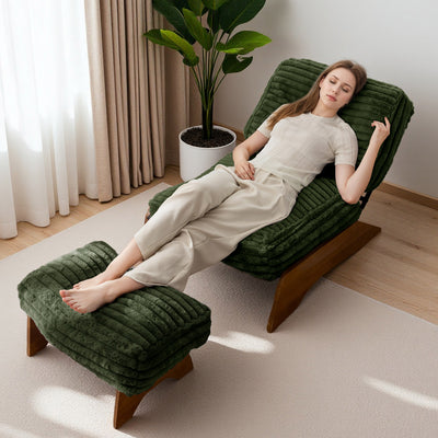 MAXYOYO Adjustable Accent Chair with Ottoman – Upholstered Lounge Set for Living Room or Bedroom, Green