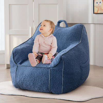 MAXYOYO Kids Bean Bag Chair, Sherpa Bean Bag Couch with Decorative Edges for children's room (Blue)