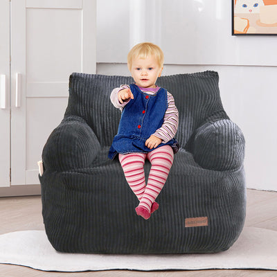 MAXYOYO Kids Bean Bag Chair, Stuffed Toddler Bean Bag Sofa with Filler Bean Bag Chair for Boys and Girls, Dark Grey