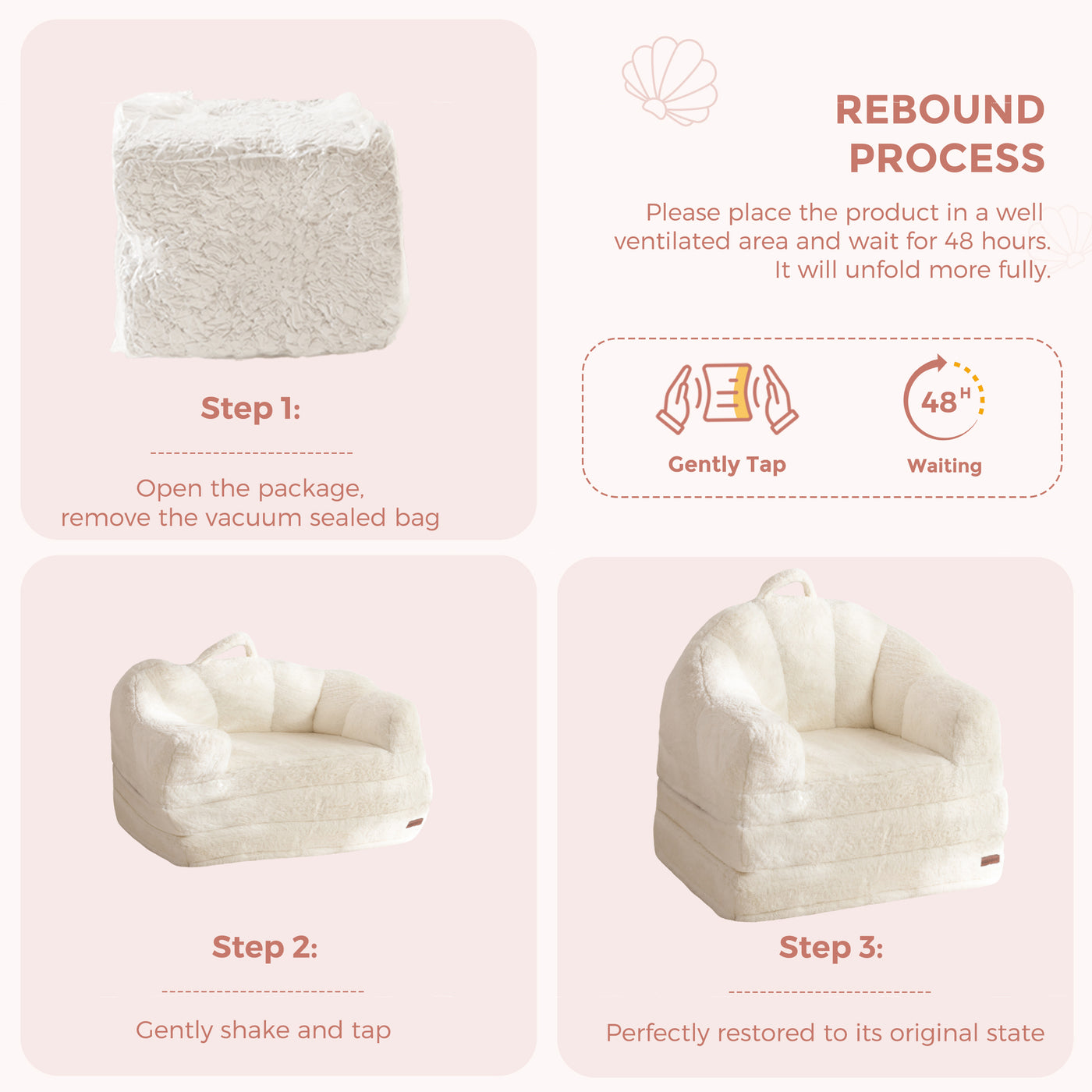 MAXYOYO Folding Sofa Bed, 2 in 1 Convertible Sofa to Lounger Comfy Single Bean Bag Chair for Adults, Floor Sleeper Couch with Handle, Faux Fur Couch Bed for Living Room Bedroom, Beige