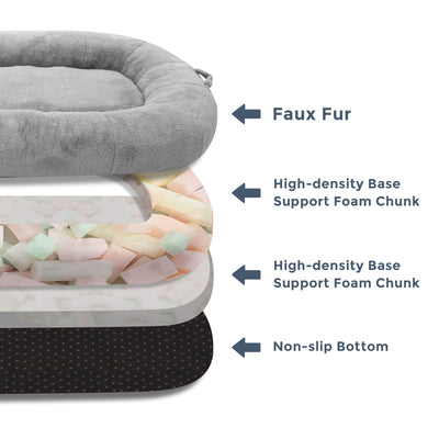 MAXYOYO Human Dog Bed, Faux Fur Giant Bean Bag Bed for Humans and Pets, Grey