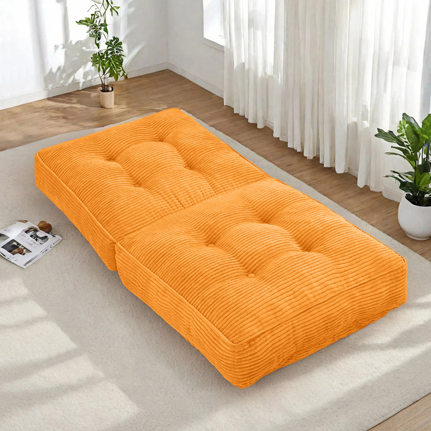MAXYOYO Adjustable Floor Chair with Back Support, Gaming Chair Floor Meditation Chair, Orange