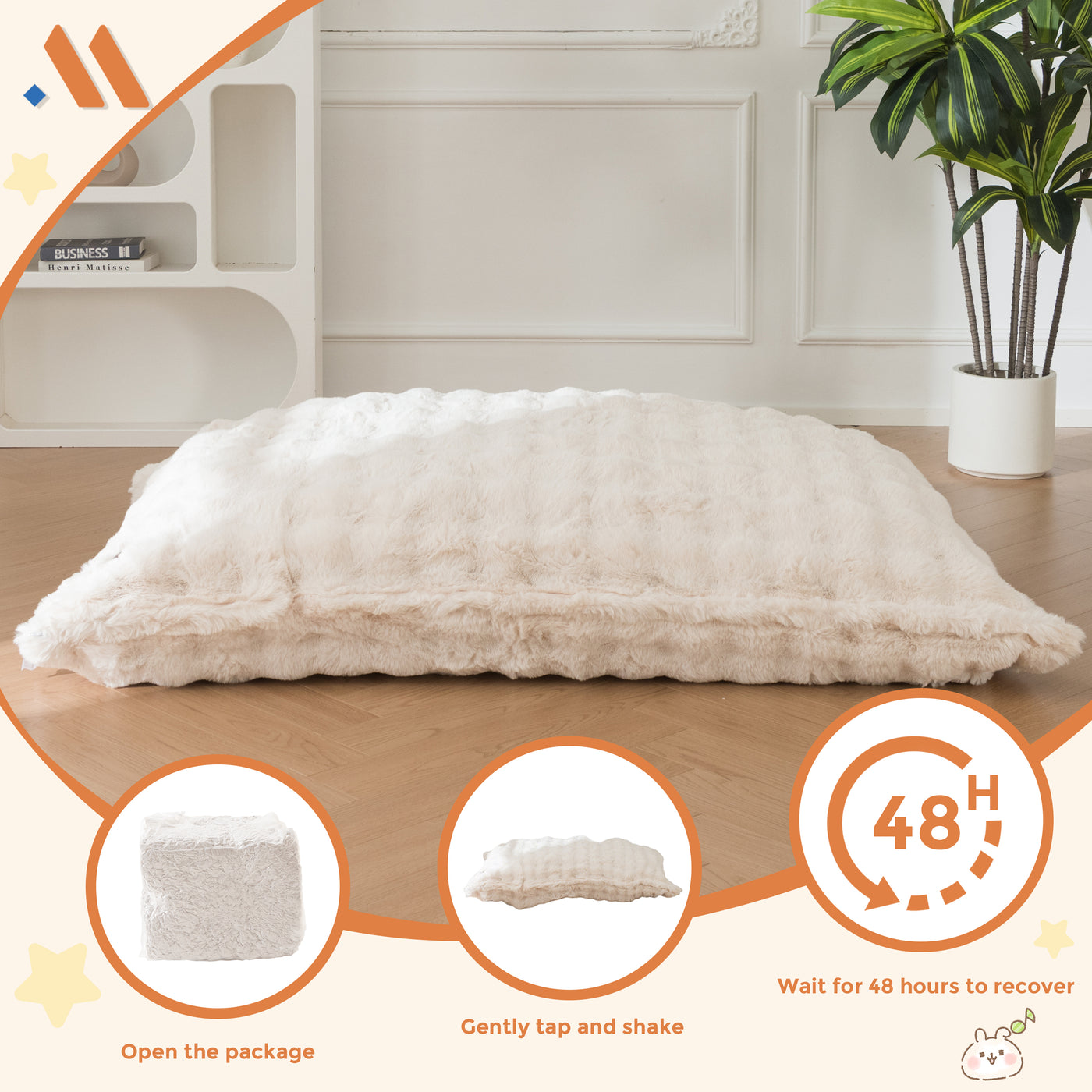 MAXYOYO 3 in 1 Kids Bean Bag Chair Bed, Child Floor Sofa for Gaming, Reading, Faux Fur Floor Mattress with High-Density Foam Filling for Living Room Bedroom
