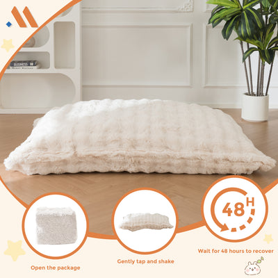 MAXYOYO 3 in 1 Kids Bean Bag Chair Bed, Child Floor Sofa for Gaming, Reading, Faux Fur Floor Mattress with High-Density Foam Filling for Living Room Bedroom