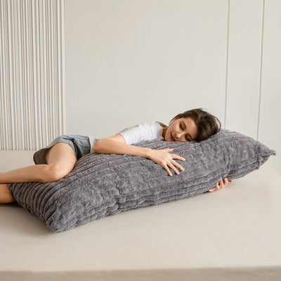 MAXYOYO Body Pillow, Ultra Striped Faux Fur Full Large Body Pillows Insert for Adults (20x54 inch, Grey)