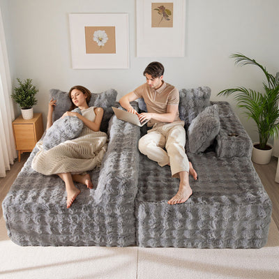 MAXYOYO Bubble 104" Modular Sectional Couch with L-Shape Chaise, Modern Boneless Couch for Living Room, Sofa in A Box