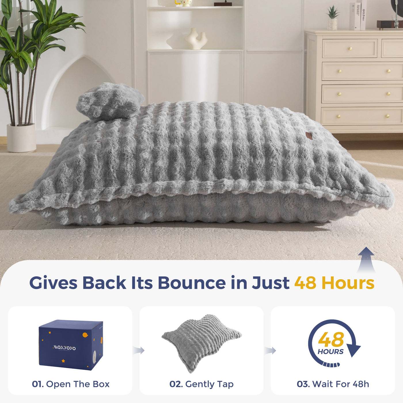 MAXYOYO Giant Bean Bag Chair with Pillow, 3 in 1 Convertible Bean Bag Chair for Adults with Removable Cover, Floor Cushion Stuffed Floor Lounger for Living Room Bedroom, Bubble