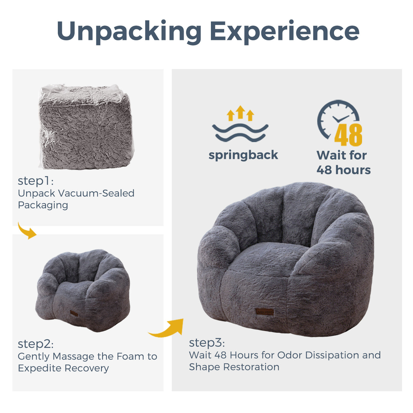 MAXYOYO Kids Bean Bag Chair, Floral Shaped Bean Bag Sofa, Plush Faux Fur Toddler Couch with Petal Backrest for Boys Girls, Stuffed Cozy Sofa for Nursery, Bedroom, Grey