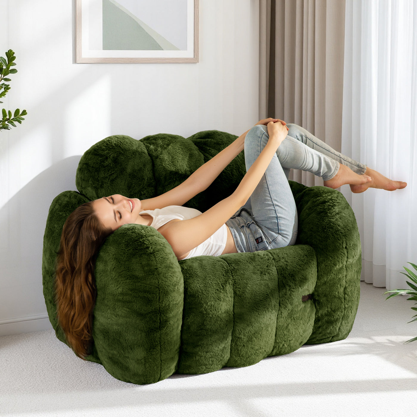 MAXYOYO Cloud Bean Bag Chair – Soft Floor Sofa for Adults, Single Floor Couch