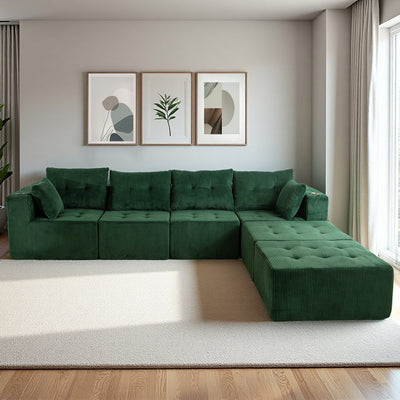 U Shaped Modular Sofa #color_green