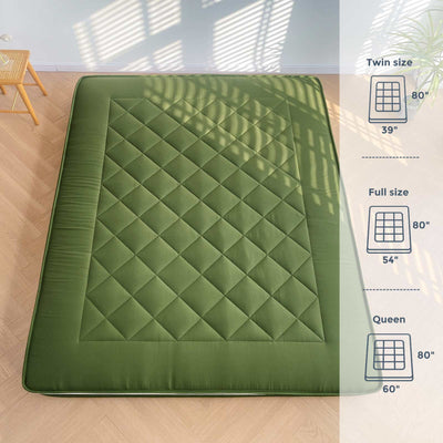 MAXYOYO 6" Extra Thick Japanese Futon Mattress, Stylish Diamond Quilting Floor Bed For Bedroom, Green