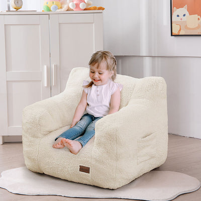 MAXYOYO Kids Sherpa Bean Bag Chair, Teddy Lazy Sofa for Girls and Boys,  Beige