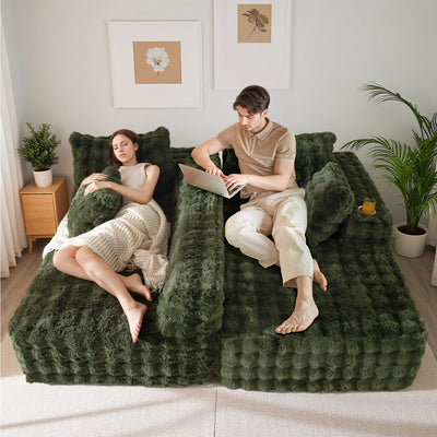 MAXYOYO Bubble 104" Modular Sectional Couch with L-Shape Chaise, Modern Boneless Couch for Living Room, Sofa in A Box