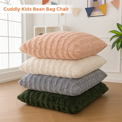 MAXYOYO 3 in 1 Kids Bean Bag Chair Bed, Child Floor Sofa for Gaming, Reading, Faux Fur Floor Mattress with High-Density Foam Filling for Living Room Bedroom