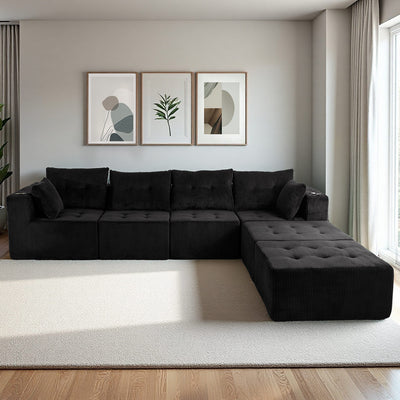 U Shaped Modular Sofa #color_black