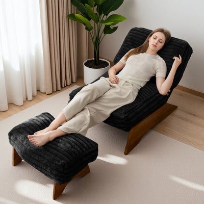 MAXYOYO Adjustable Accent Chair with Ottoman – Soft Padded Lounge Chair Set for Cozy Spaces, Black