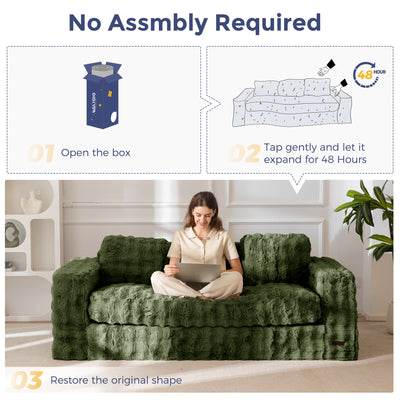 MAXYOYO 3 Seater Sofa for Living Room, Tufted Boneless Couch Bubbled Sofa Couch, Comfy Bean Bag Chair for Bedroom Apartment, No Assembly Needed