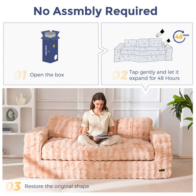 MAXYOYO 3 Seater Sofa for Living Room, Tufted Boneless Couch Bubbled Sofa Couch, Comfy Bean Bag Chair for Bedroom Apartment, No Assembly Needed