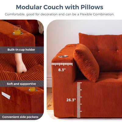 Modular Sectional Sofa Couch #color_orange