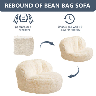 MAXYOYO Giant Bean Bag Chair, Faux Fur Bean Bag Couch for Adults, Accent Chair with Pocket, Beige