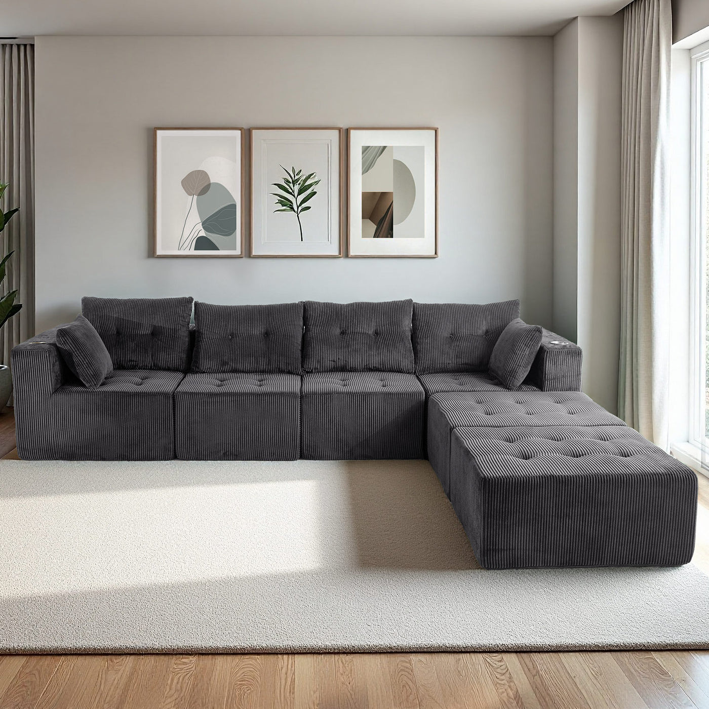 U Shaped Modular Sofa #color_grey