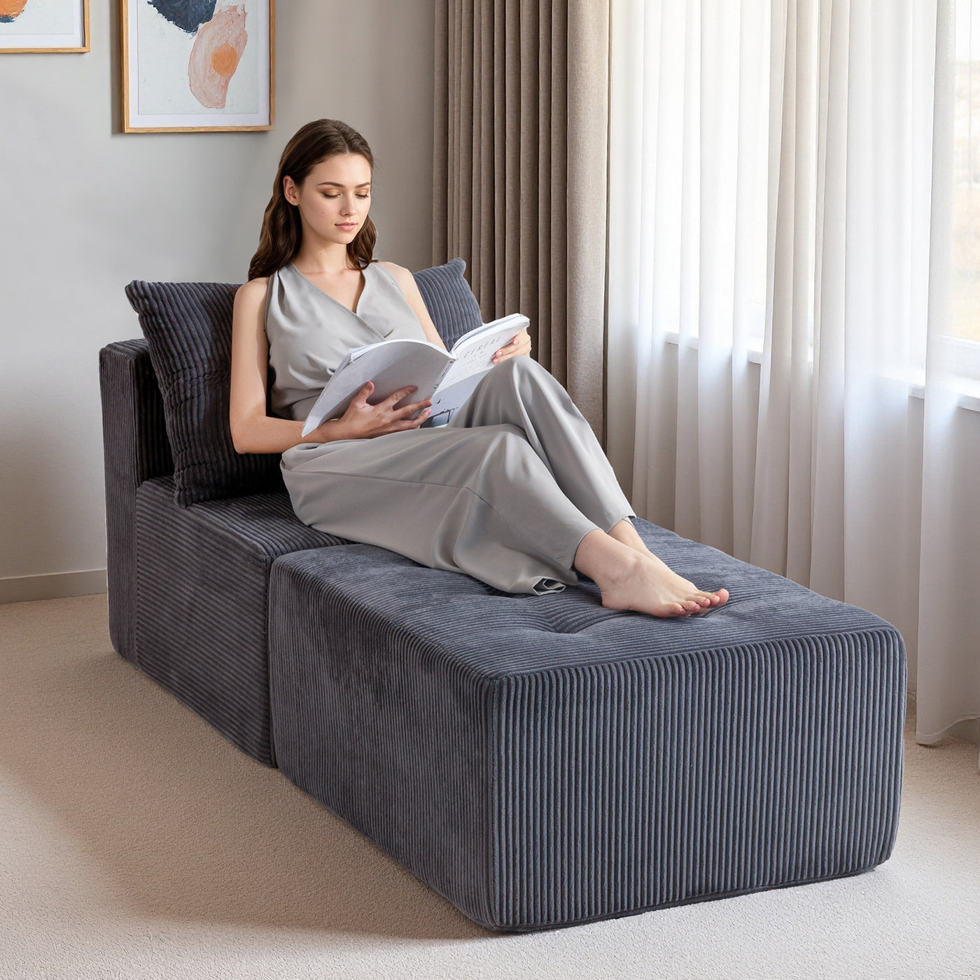 Modular Sectional Chaise Lounge #color_grey