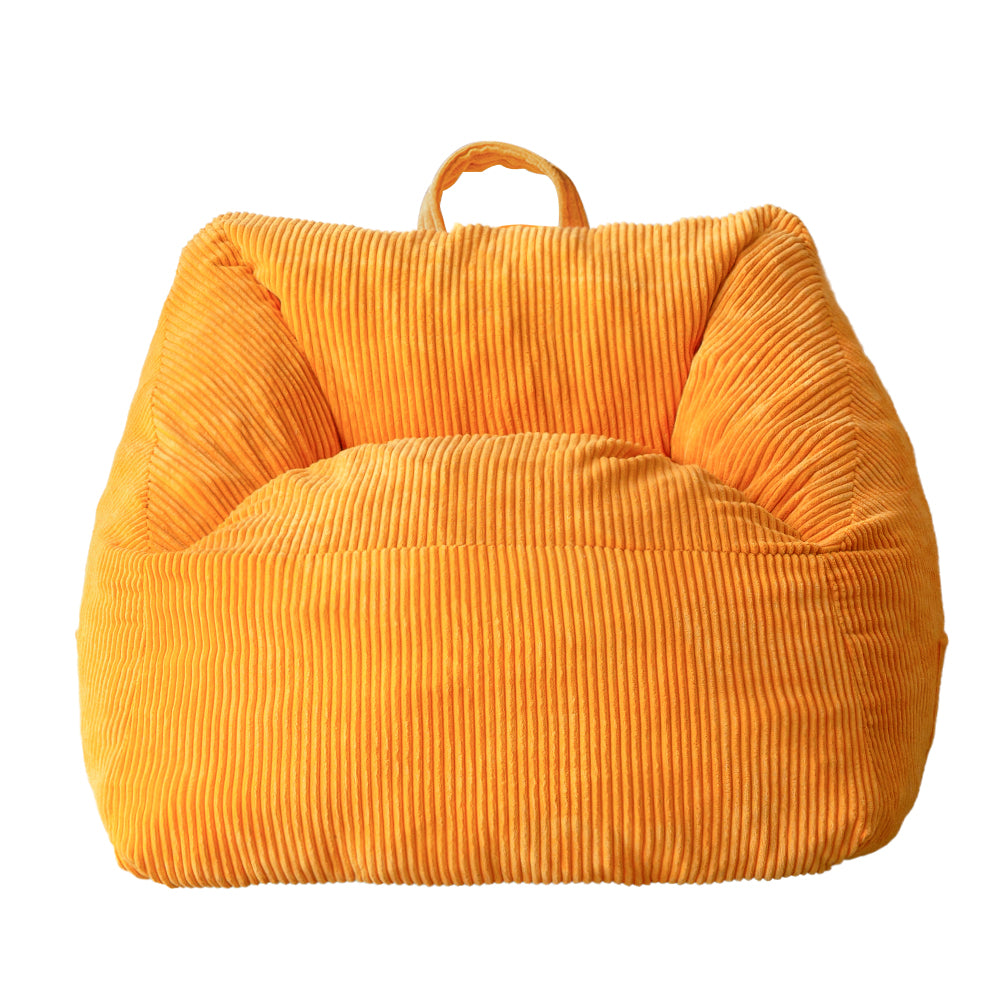 MAXYOYO Bean Bag Chair, Floor Sofa with Handle, Teens Living Room Accent Sofa Chair with Pocket for Gaming Reading Relaxing (Orange)