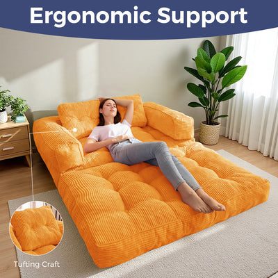 MAXYOYO Folding Sofa Bed – 2-Seat Foldable Couch  with Armrest , Orange