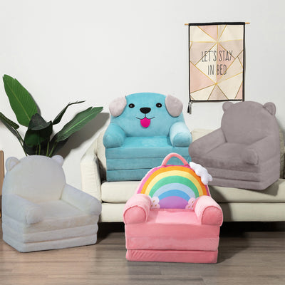 MAXYOYO Plush Foldable Kids Sofa, Grey Baby Seat