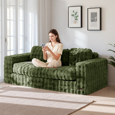 MAXYOYO 3-Seater Bubbled Bean Bag Chair – Tufted Boneless Couch for Living Room, No Assembly