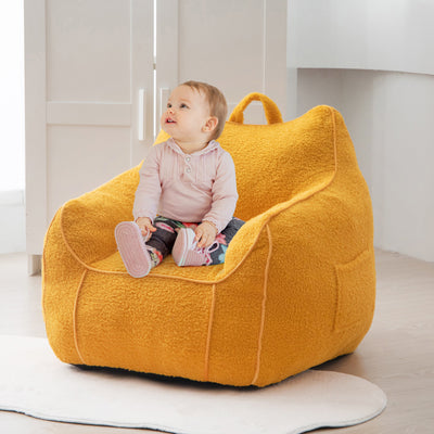 MAXYOYO Kids Bean Bag Chair, Sherpa Bean Bag Couch with Decorative Edges for children's room (Lemon Yellow)