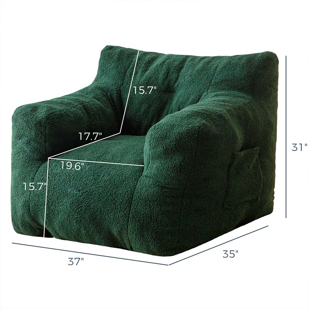 MAXYOYO Sherpa Bean Bag Chair, Boucle Tufted Bean Bag Couch, Living Room Lazy Bean Bag Chair for Adults Kids, Green