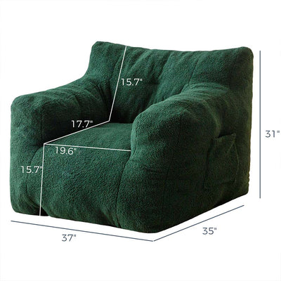 MAXYOYO Sherpa Bean Bag Chair, Boucle Tufted Bean Bag Couch, Living Room Lazy Bean Bag Chair for Adults Kids, Green