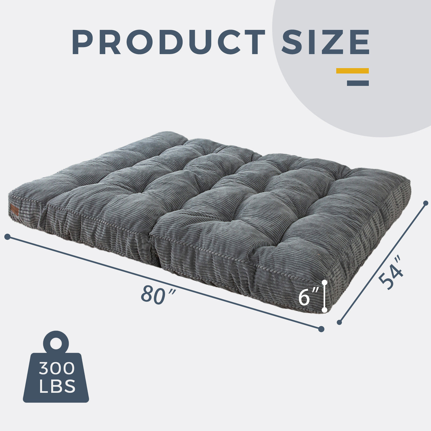 MAXYOYO 6" Tufted Futon Sofa Couch Bed, Thick Corduroy Fabric Floor Futon Mattress for Adults (Mattress Only), Dark Grey