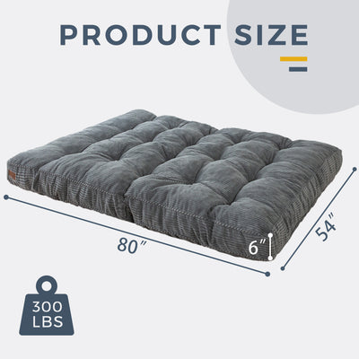 MAXYOYO 6" Tufted Futon Sofa Couch Bed, Thick Corduroy Fabric Floor Futon Mattress for Adults (Mattress Only), Dark Grey
