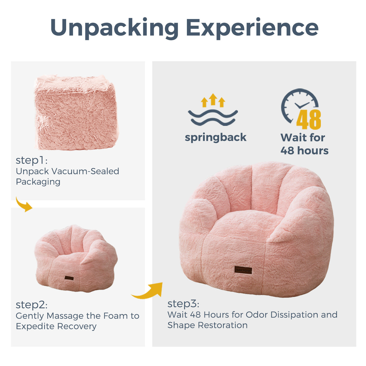 MAXYOYO Kids Bean Bag Chair, Floral Shaped Bean Bag Sofa, Plush Faux Fur Toddler Couch with Petal Backrest for Boys Girls, Stuffed Cozy Sofa for Nursery, Bedroom, Pink