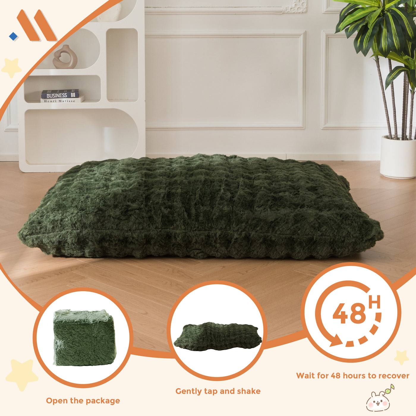 MAXYOYO 3 in 1 Kids Bean Bag Chair Bed, Child Floor Sofa for Gaming, Reading, Faux Fur Floor Mattress with High-Density Foam Filling for Living Room Bedroom