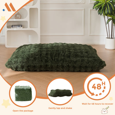 MAXYOYO 3 in 1 Kids Bean Bag Chair Bed, Child Floor Sofa for Gaming, Reading, Faux Fur Floor Mattress with High-Density Foam Filling for Living Room Bedroom